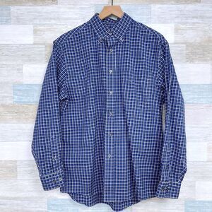 Jos A Bank Traveler Button Down Shirt Blue Black Plaid Long Sleeve Mens Medium